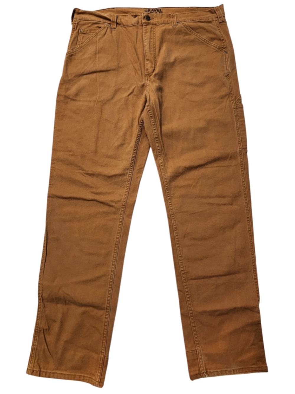 Gravel Gear Men's Brown Cargo Work Pants 40x34 Rugged Canvas Utility Pants